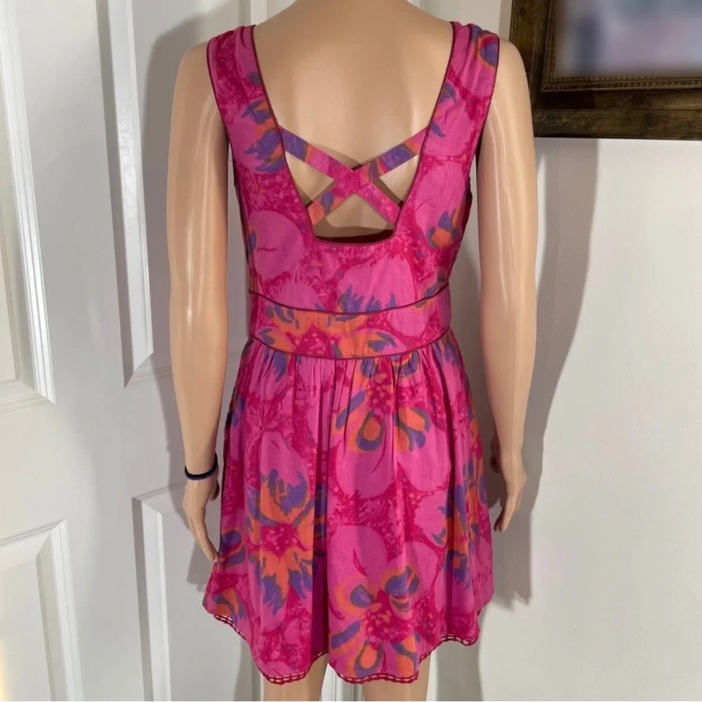 NWT FREE PEOPLE Floral Sleeveless Dress Embroidered With Cross Straps Back - Picture 2 of 8